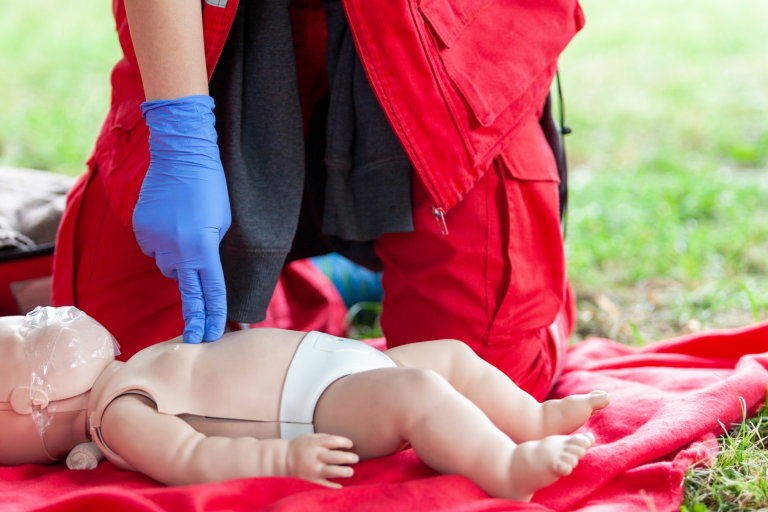 first aid on dummy baby