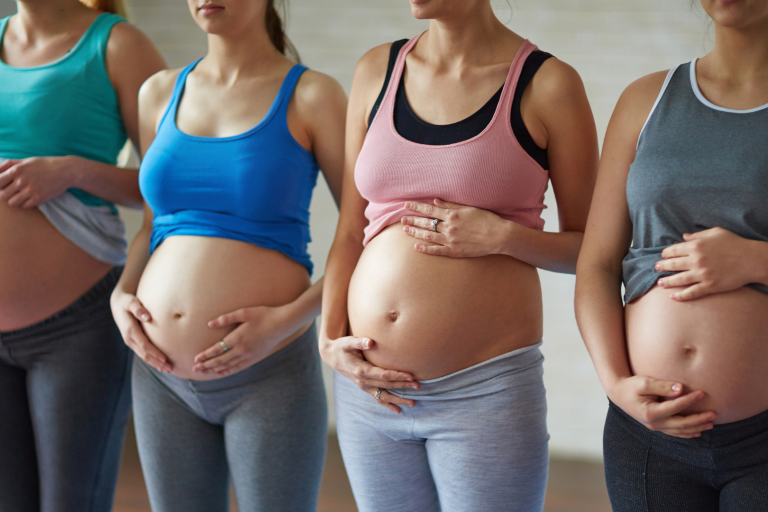 Group of pregnant ladies at gym session