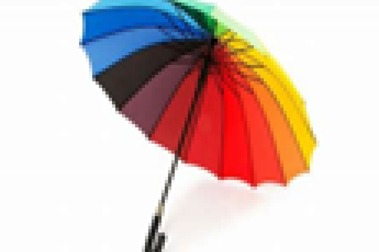Rainbow coloured umbrella