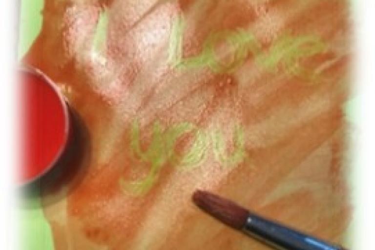 Patterns using light coloured crayons and water