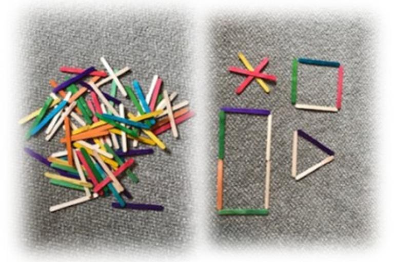 Coloured sticks on the floor