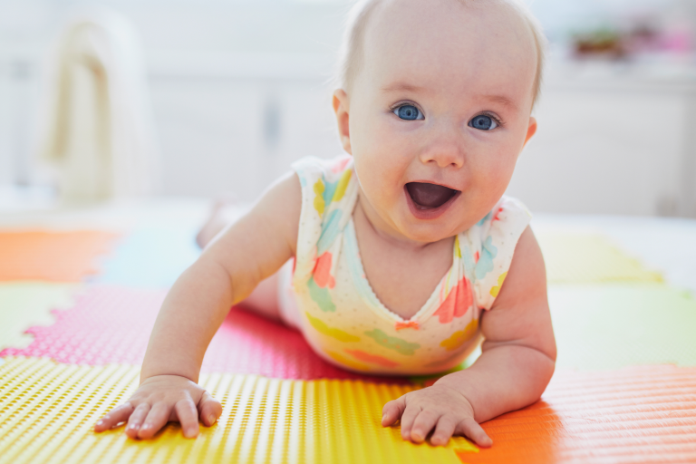 Baby crawling on the floor
