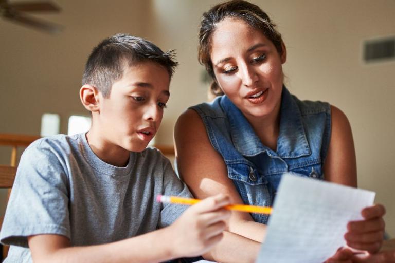 Parent and child doing homework