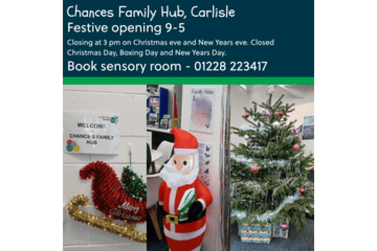 Chances Family Hub Christmas opening hours poster
