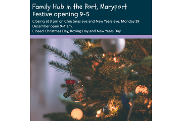 Family Hub in the Port Christmas opening hours poster