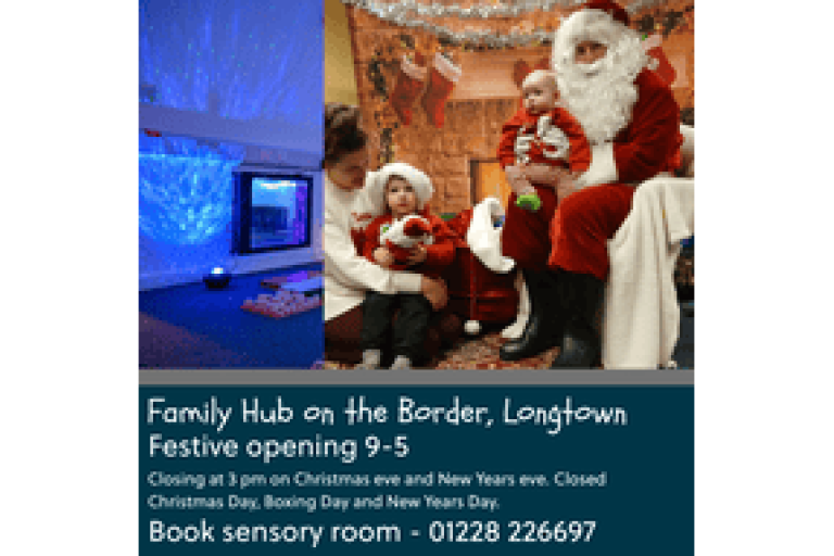 Family Hub on the Border Christmas opening hours poster