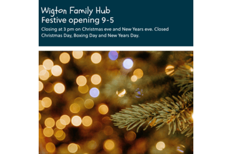 Wigton Family Hub Christmas opening hours poster