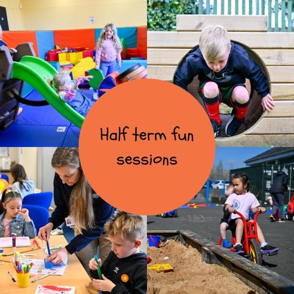 Collage of images of children participating in activities and play